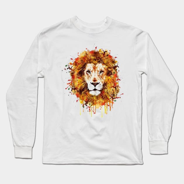 Watercolour Graffiti Lion Long Sleeve T-Shirt by designsbycreation